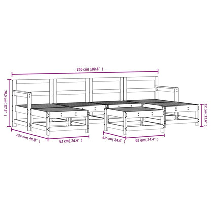 -Delige Loungeset Massief Grenenhout Wit Wit grenenhout