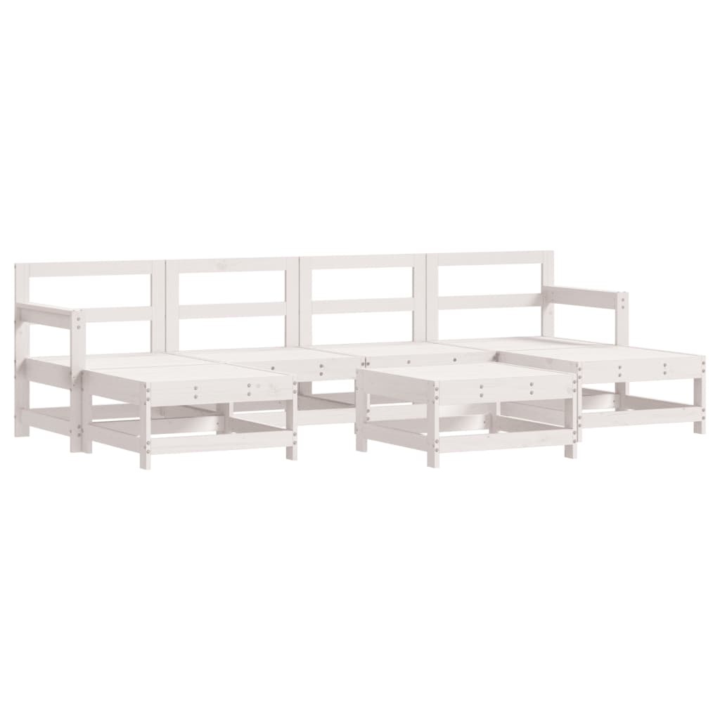 -Delige Loungeset Massief Grenenhout Wit Wit grenenhout