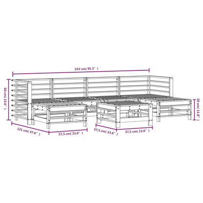-Delige Loungeset Massief Grenenhout Wit