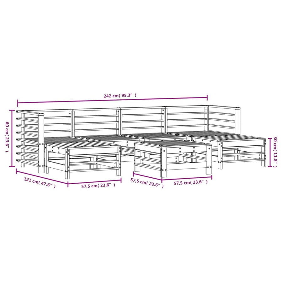-Delige Loungeset Massief Grenenhout Wit