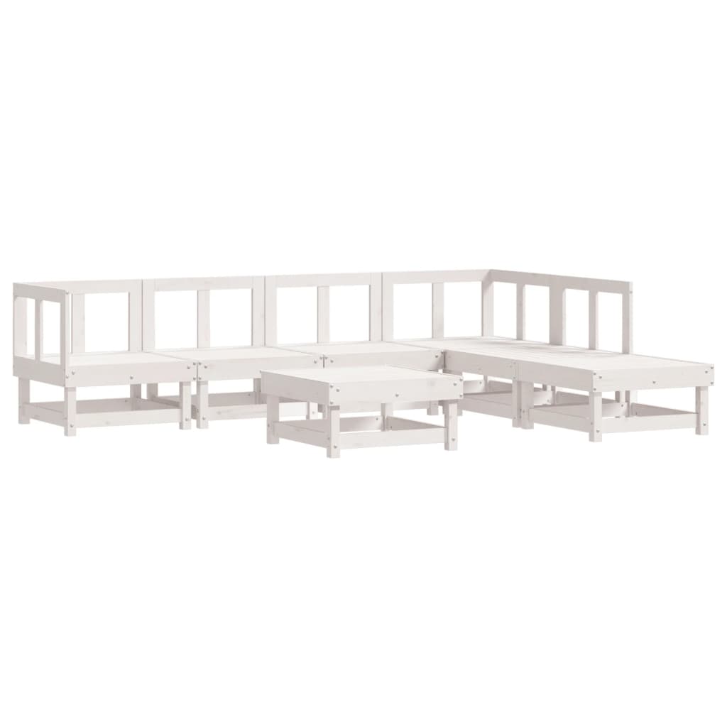 -Delige Loungeset Massief Grenenhout Wit