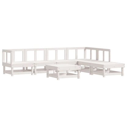 -Delige Loungeset Massief Grenenhout Wit
