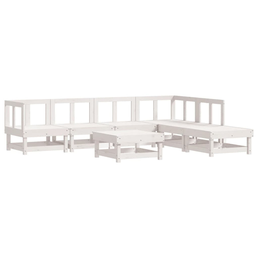 -Delige Loungeset Massief Grenenhout Wit