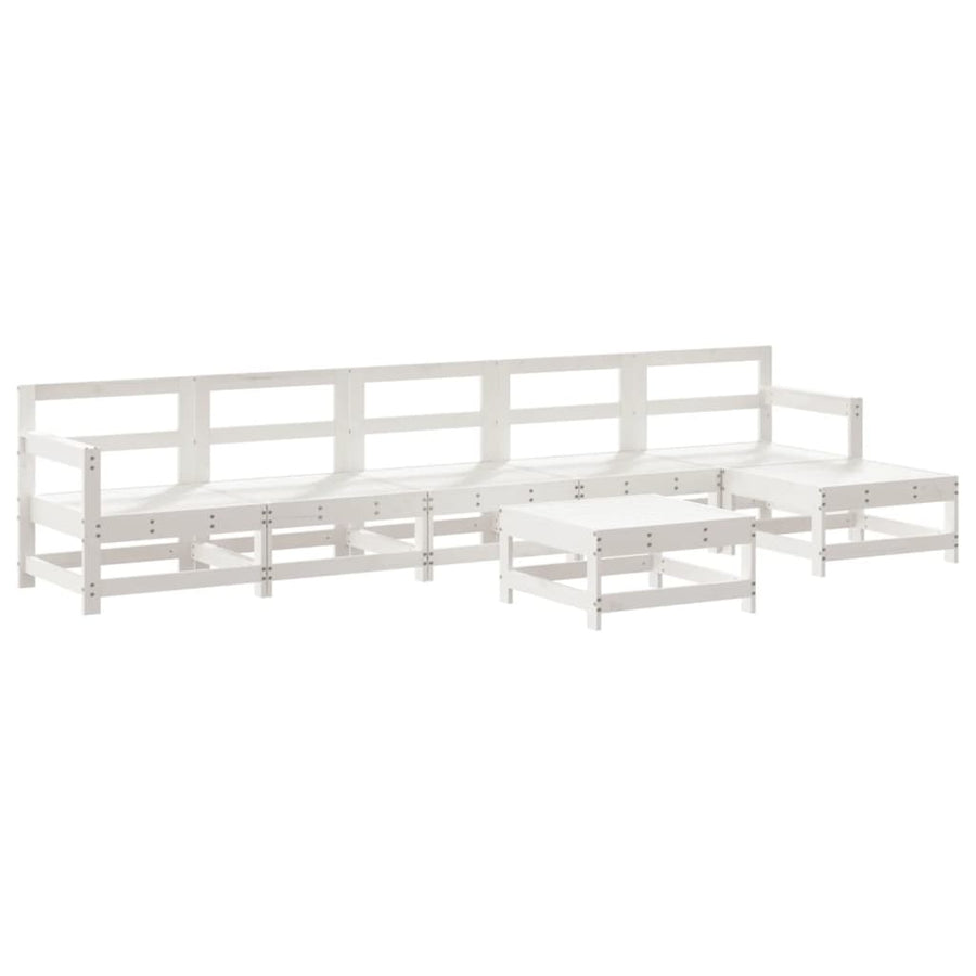 7-delige Loungeset massief grenenhout wit Wit grenenhout