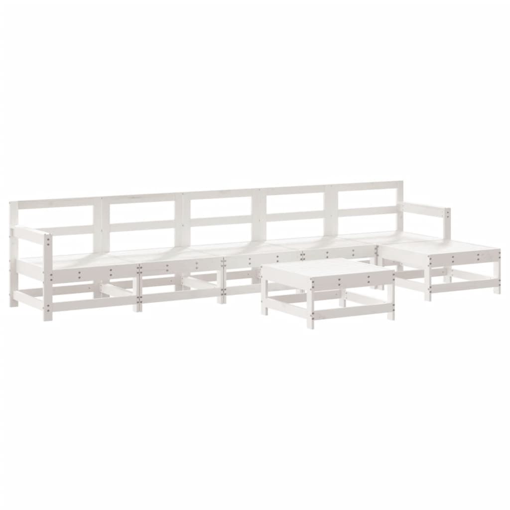 -Delige Loungeset Massief Grenenhout Wit Wit grenenhout