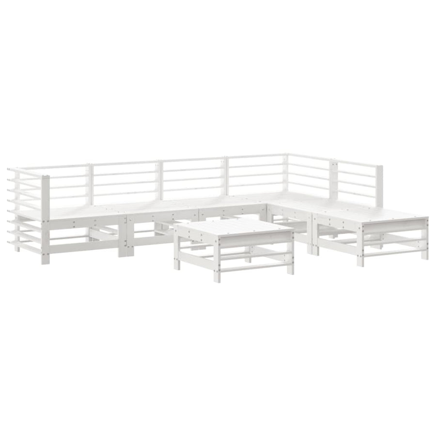 -Delige Loungeset Massief Grenenhout Wit Wit grenenhout