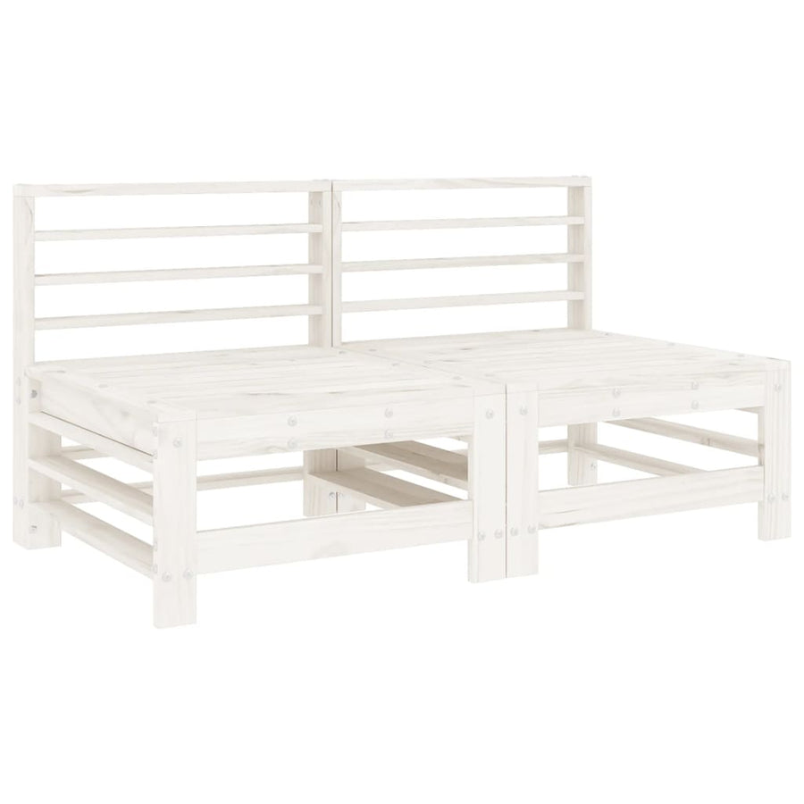 -Delige Loungeset Massief Grenenhout Wit Wit grenenhout