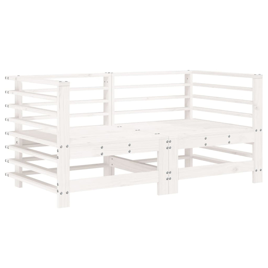-Delige Loungeset Massief Grenenhout Wit Wit grenenhout
