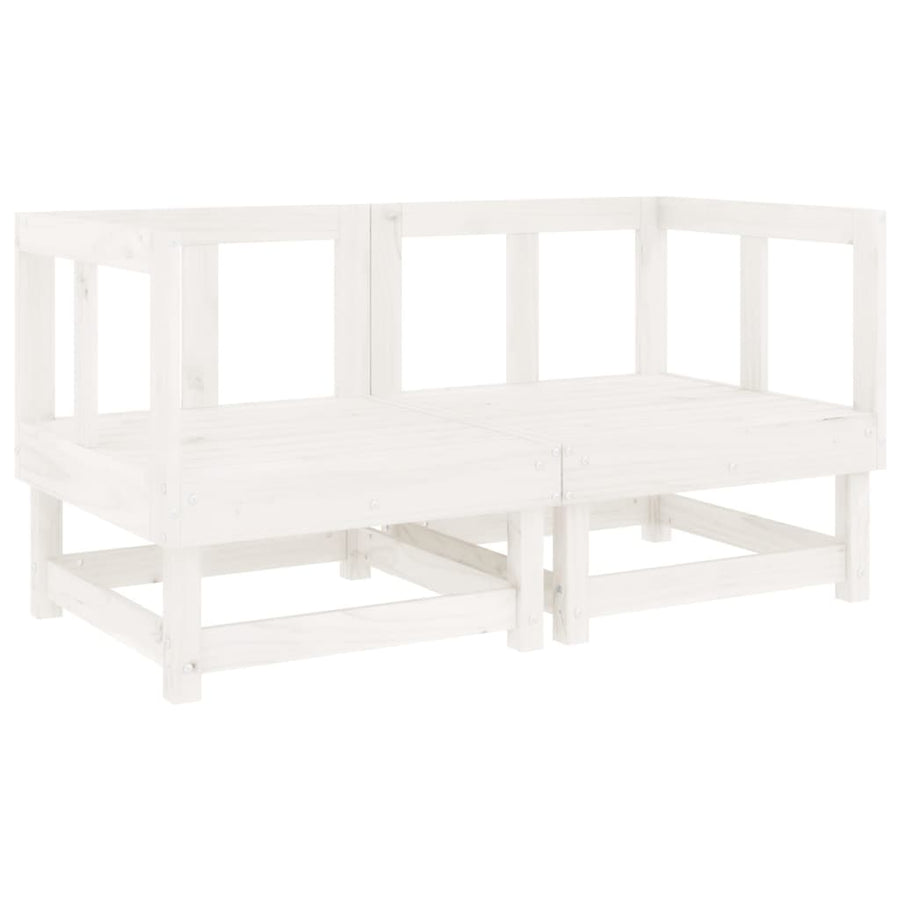 -Delige Loungeset Massief Grenenhout Wit Wit grenenhout