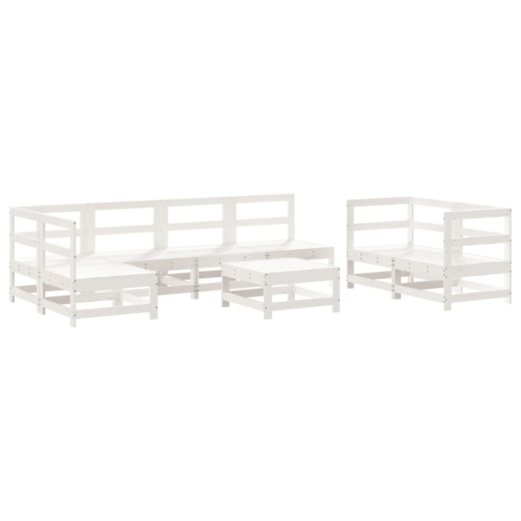 8-delige Loungeset massief grenenhout wit Wit grenenhout