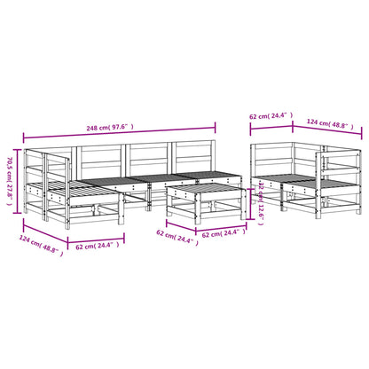 8-delige Loungeset massief grenenhout wit Wit grenenhout