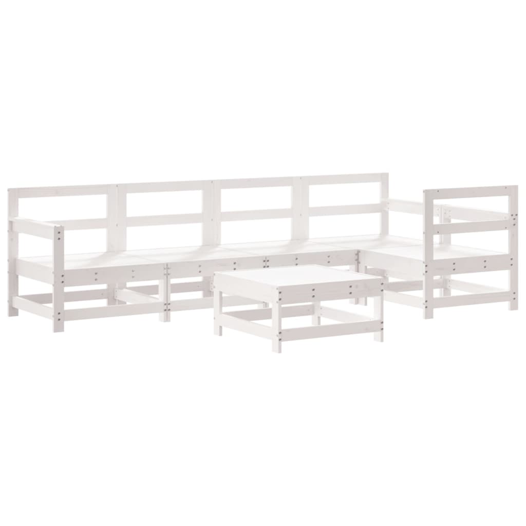 -Delige Loungeset Massief Grenenhout Wit Wit grenenhout
