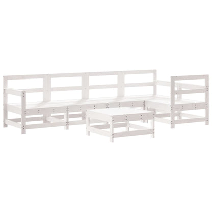 -Delige Loungeset Massief Grenenhout Wit Wit grenenhout