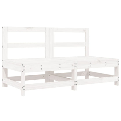 -Delige Loungeset Massief Grenenhout Wit Wit grenenhout