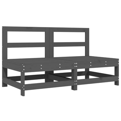 -Delige Loungeset Massief Grenenhout Grijs Grijs grenenhout