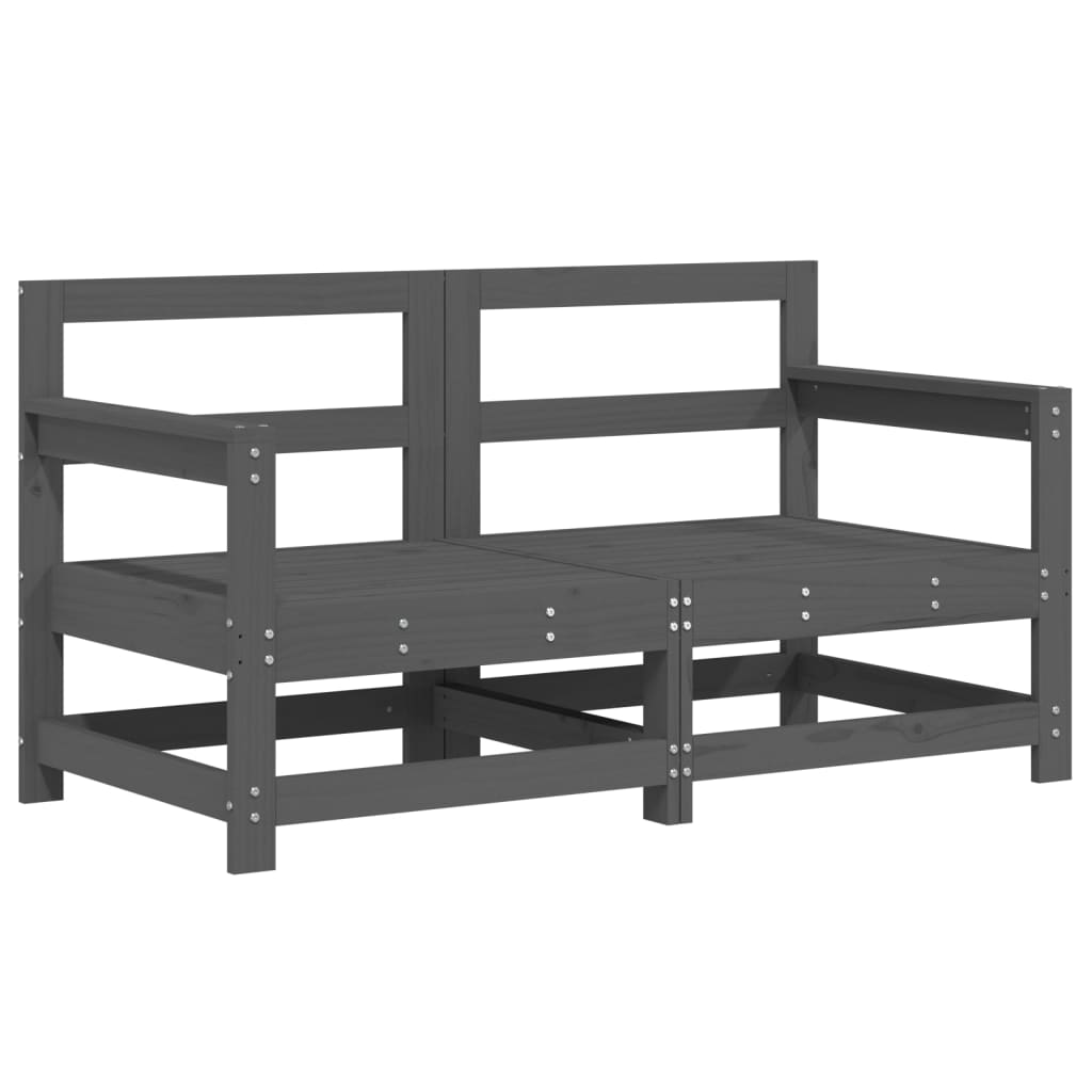 -Delige Loungeset Massief Grenenhout Grijs Grijs grenenhout