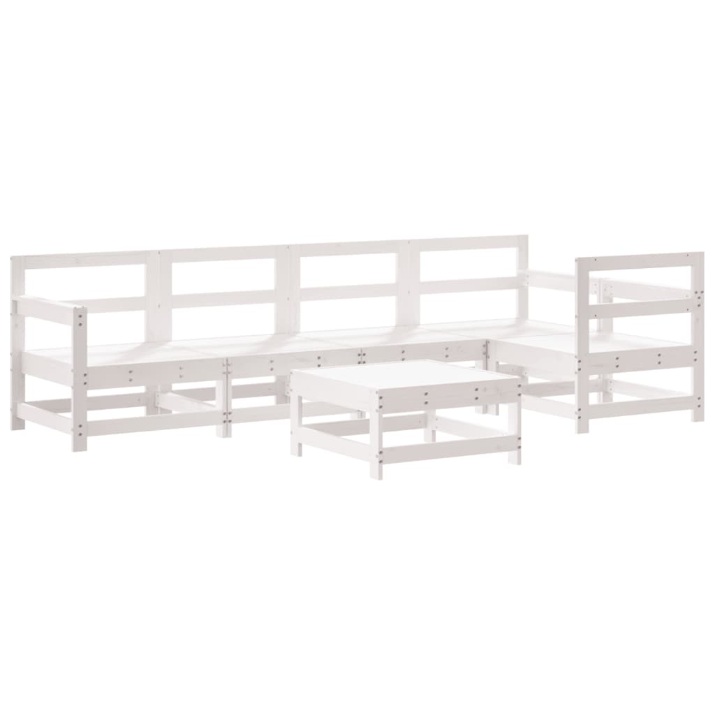 -Delige Loungeset Massief Grenenhout Wit Wit grenenhout