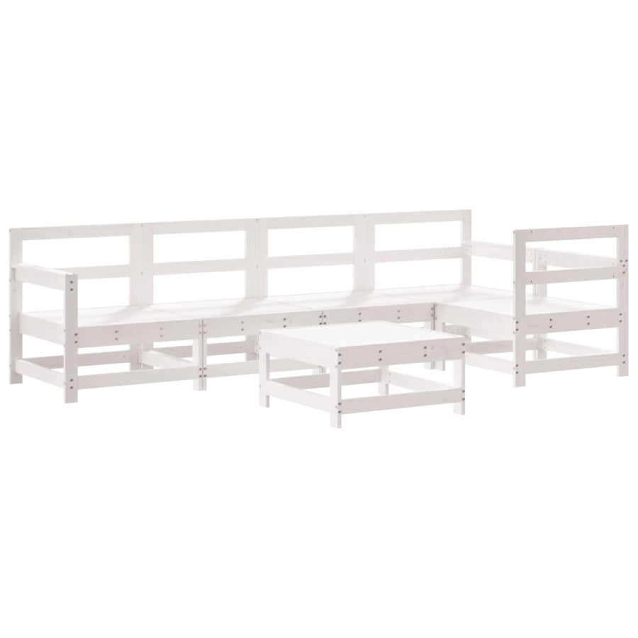 -Delige Loungeset Massief Grenenhout Wit Wit grenenhout