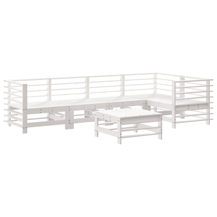 -Delige Loungeset Massief Grenenhout Wit