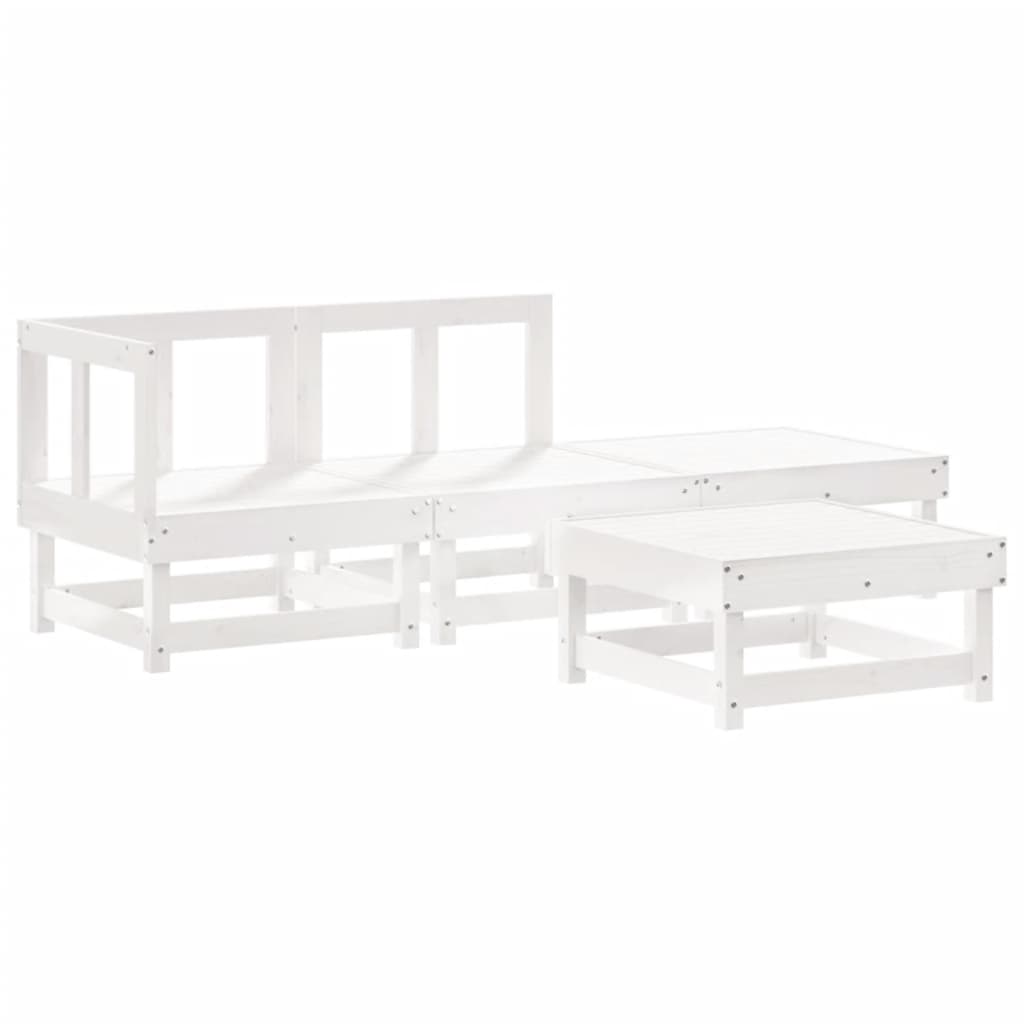 -Delige Loungeset Massief Grenenhout Wit