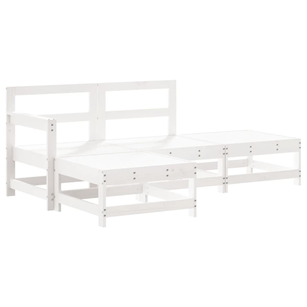 -Delige Loungeset Massief Grenenhout Wit