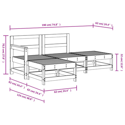 -Delige Loungeset Massief Grenenhout Wit