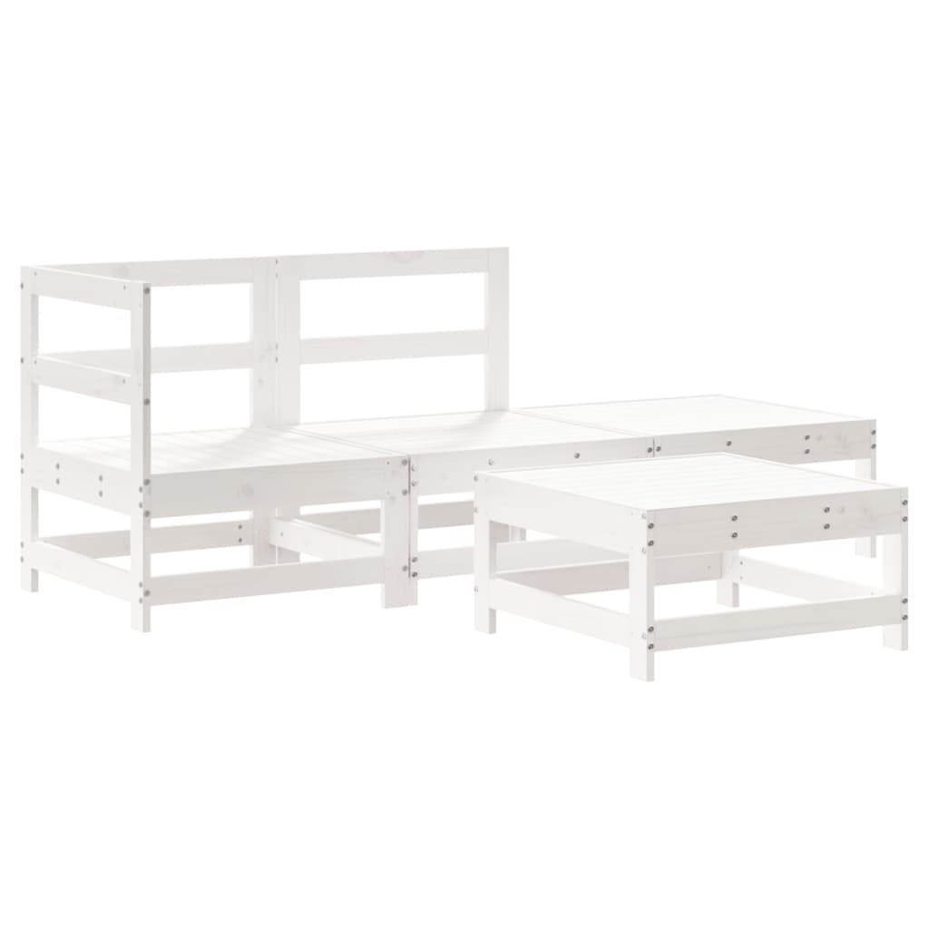 -Delige Loungeset Massief Grenenhout Wit