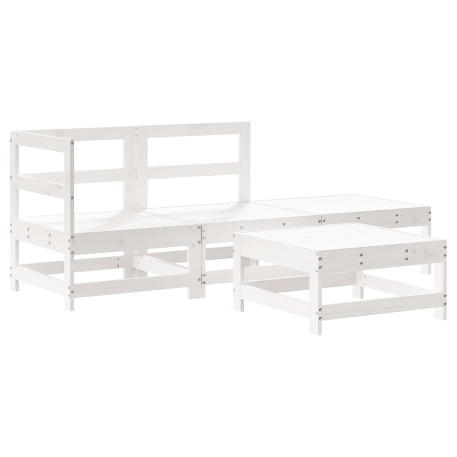 -Delige Loungeset Massief Grenenhout Wit