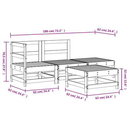 -Delige Loungeset Massief Grenenhout Wit