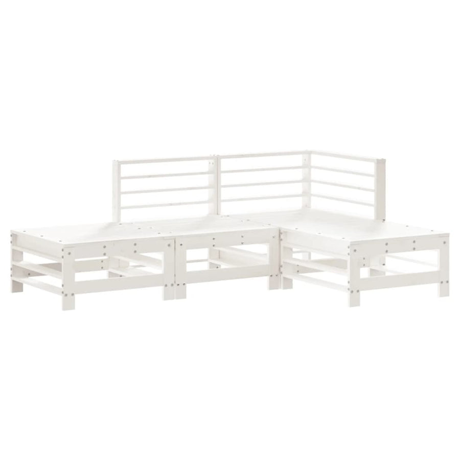 -Delige Loungeset Massief Grenenhout Wit
