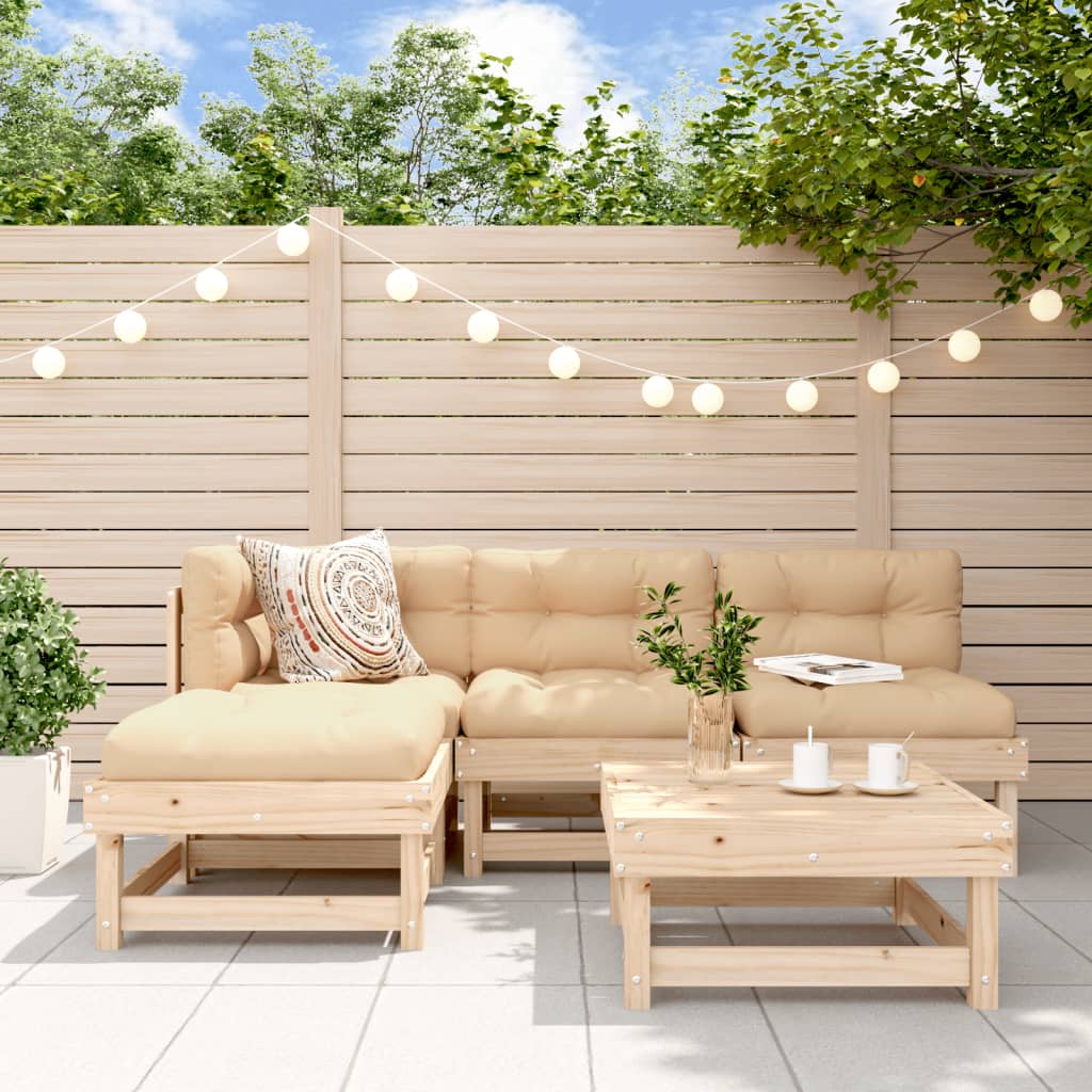 5-delige Loungeset massief grenenhout Natuurlijk grenenhout