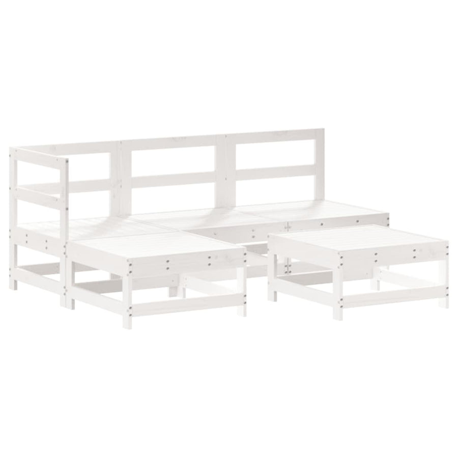 5-delige Loungeset massief grenenhout wit Wit
