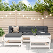 Loungeset 5-delig massief grenenhout wit