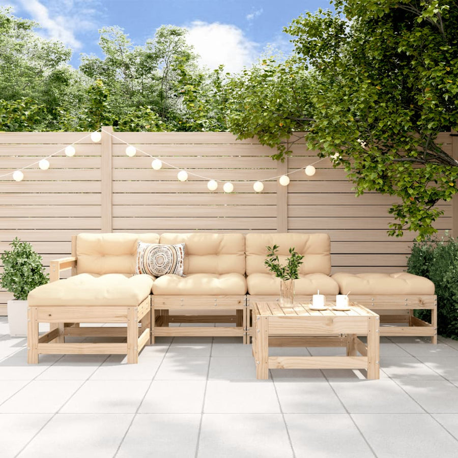 -Delige Loungeset Massief Grenenhout Natuurlijk grenenhout