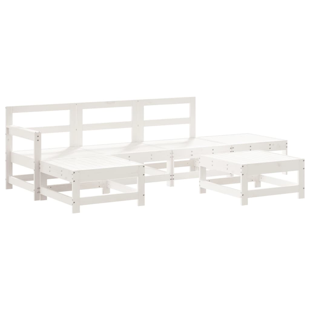 -Delige Loungeset Massief Grenenhout Wit