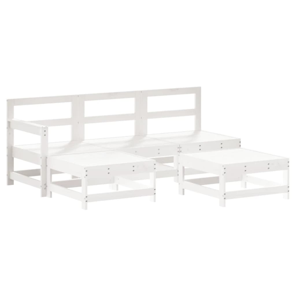 -Delige Loungeset Massief Grenenhout Wit