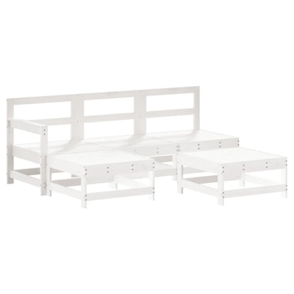 -Delige Loungeset Massief Grenenhout Wit
