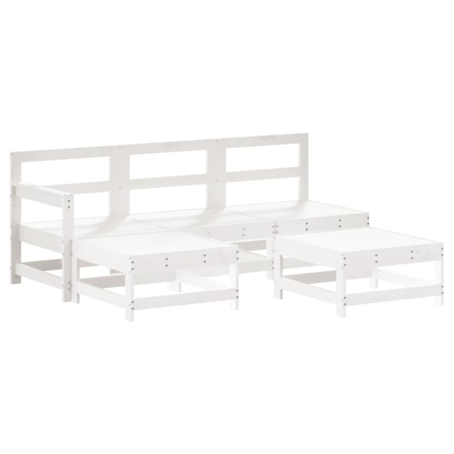 -Delige Loungeset Massief Grenenhout Wit
