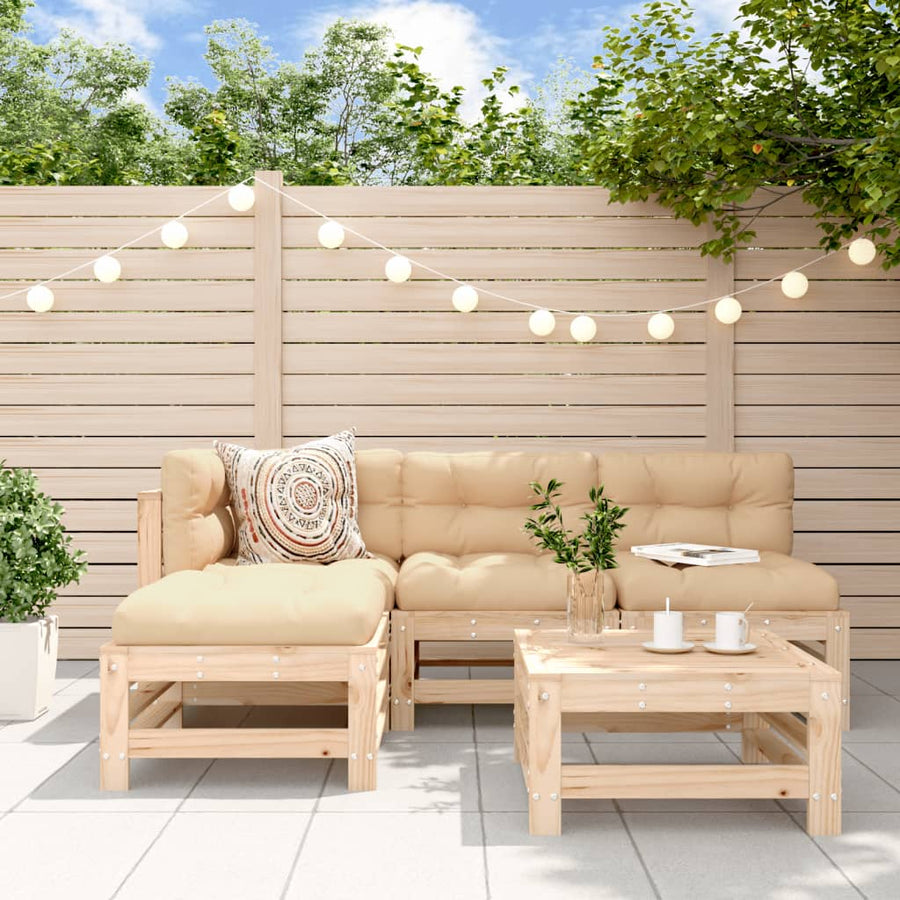 -Delige Loungeset Massief Grenenhout Natuurlijk grenenhout