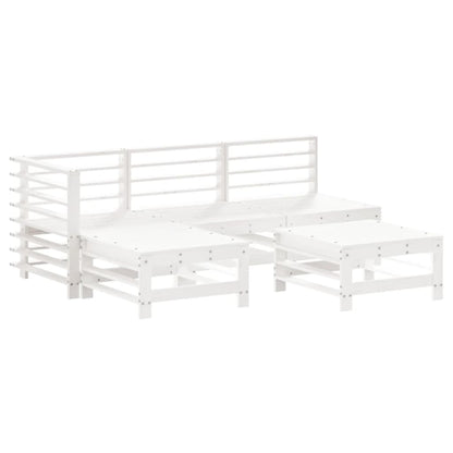 -Delige Loungeset Massief Grenenhout Wit Wit grenenhout