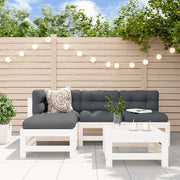 Loungeset 5-delig massief grenenhout wit