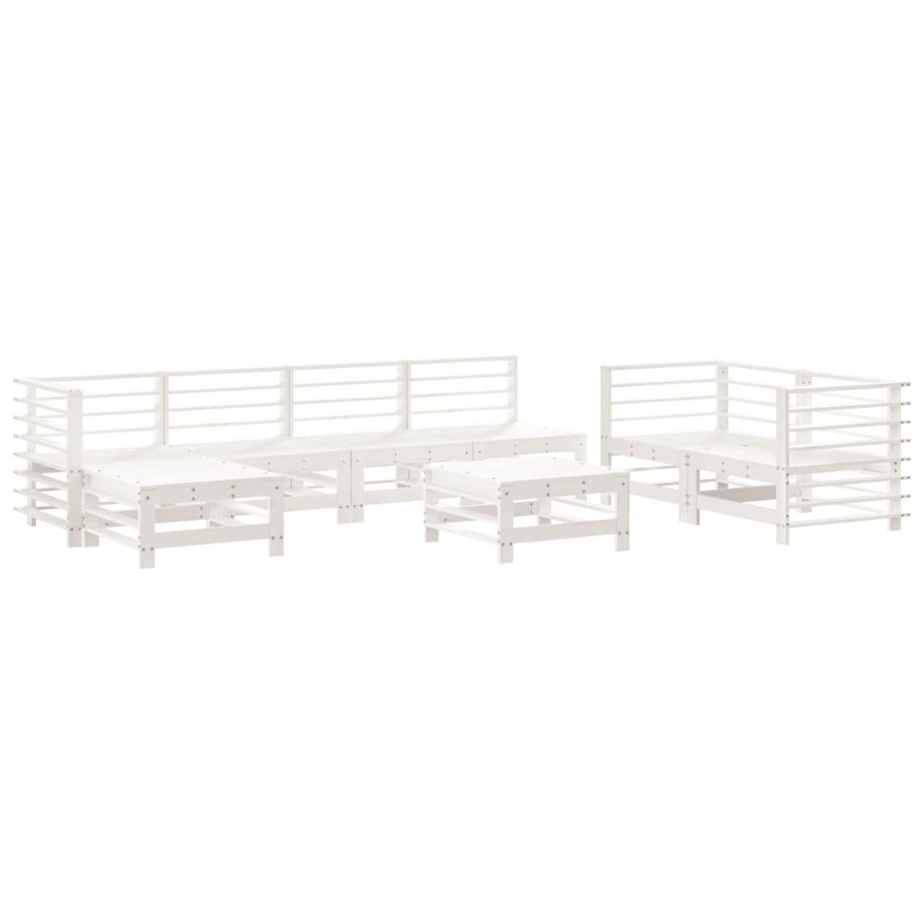 -Delige Loungeset Massief Grenenhout Wit Wit grenenhout