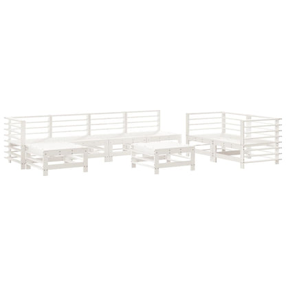 -Delige Loungeset Massief Grenenhout Wit Wit grenenhout