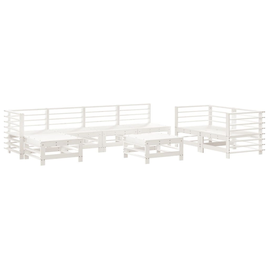 -Delige Loungeset Massief Grenenhout Wit Wit grenenhout