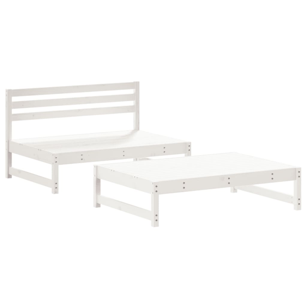 -Delige Loungeset Massief Grenenhout Wit Wit grenenhout