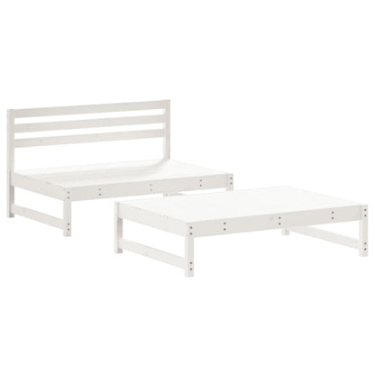 -Delige Loungeset Massief Grenenhout Wit Wit grenenhout