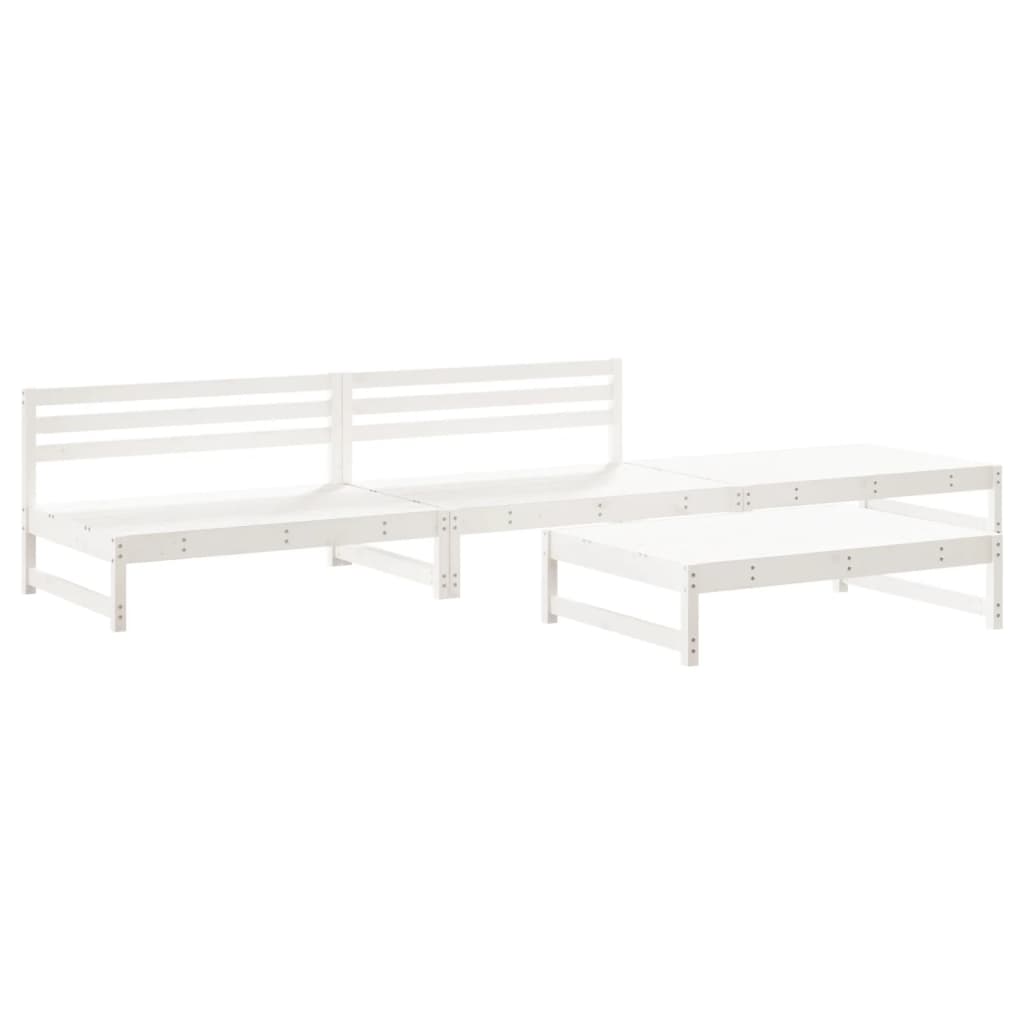 -Delige Loungeset Massief Grenenhout Wit Wit grenenhout