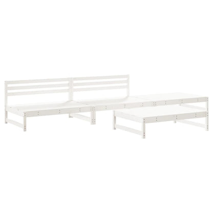 -Delige Loungeset Massief Grenenhout Wit Wit grenenhout