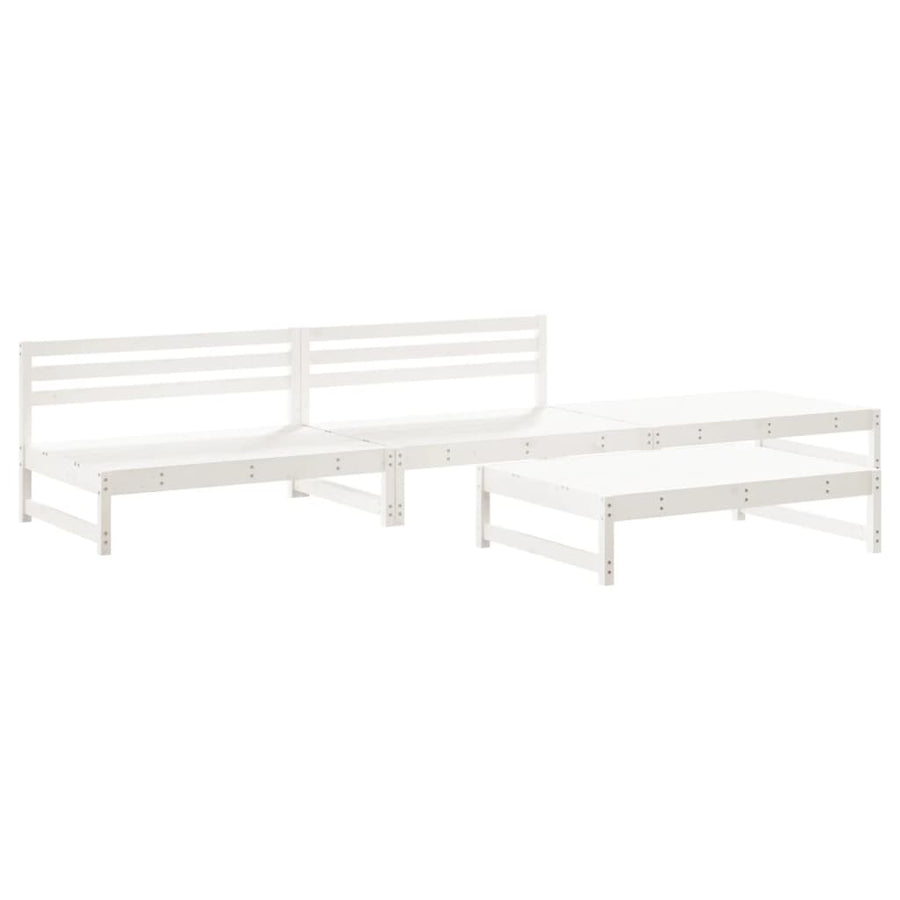 -Delige Loungeset Massief Grenenhout Wit Wit grenenhout