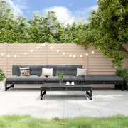 Loungeset 4-delig massief grenenhout zwart